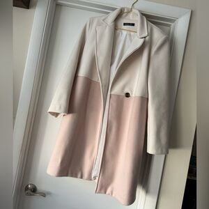 Boohoo Pink and Cream Wool Coat